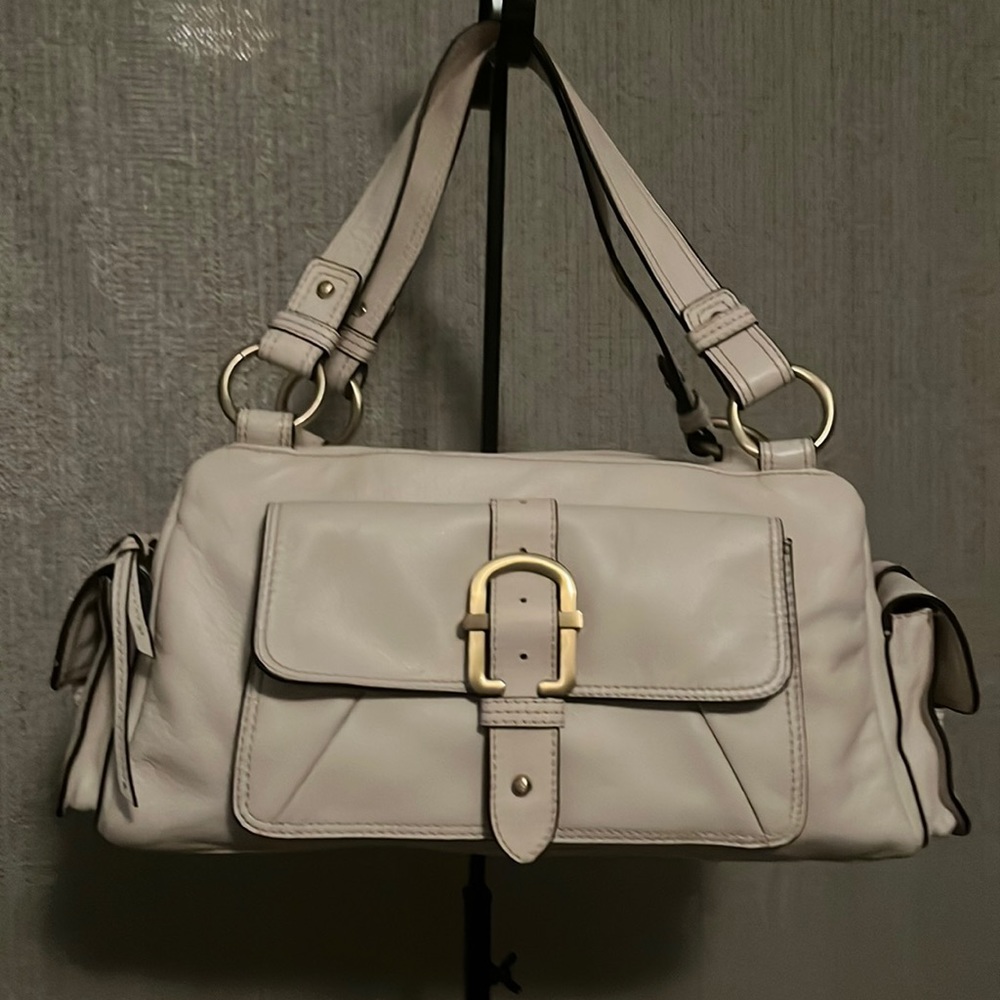 Brio! Leather satchel with gold brushed hardware